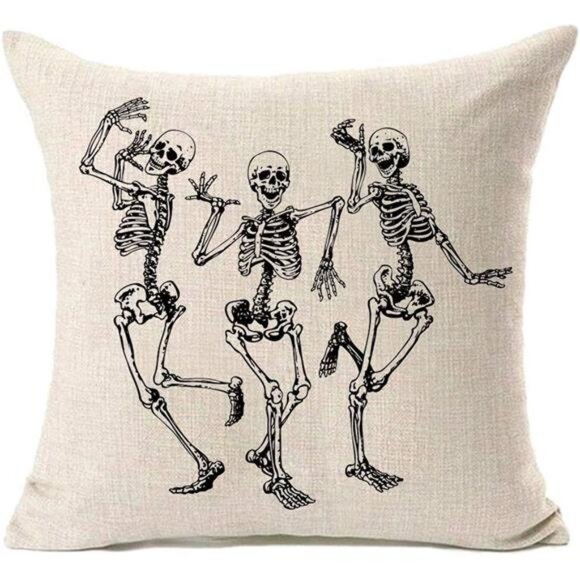 Halloween Skull Pillow Covers, Home Decor Cotton Linen Sofa Throw Pillow Case - Picture 1 of 5